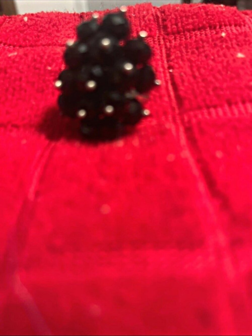 Black Plastic Cluster-Style Fashion Ring, Adjustable Size, Black Stone Color